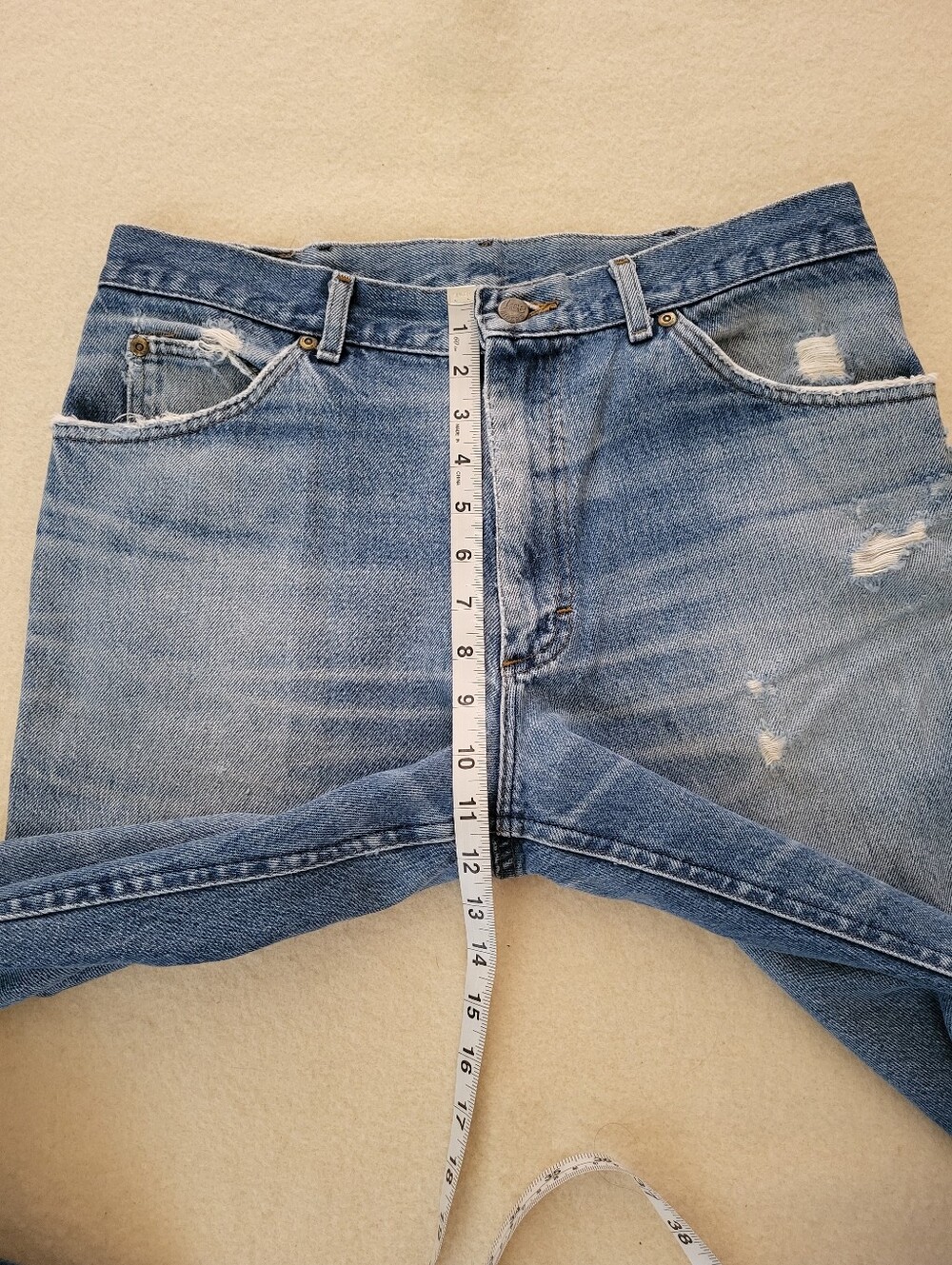 Vintage Lee Blue Jeans 32x27 Distressed Patina Straight Leg Cotton - Picture 3 of 13